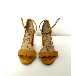 Sam Edelman Shoes Sandals, Mustard Yellow Suede Heels, Women’s Size 6.5